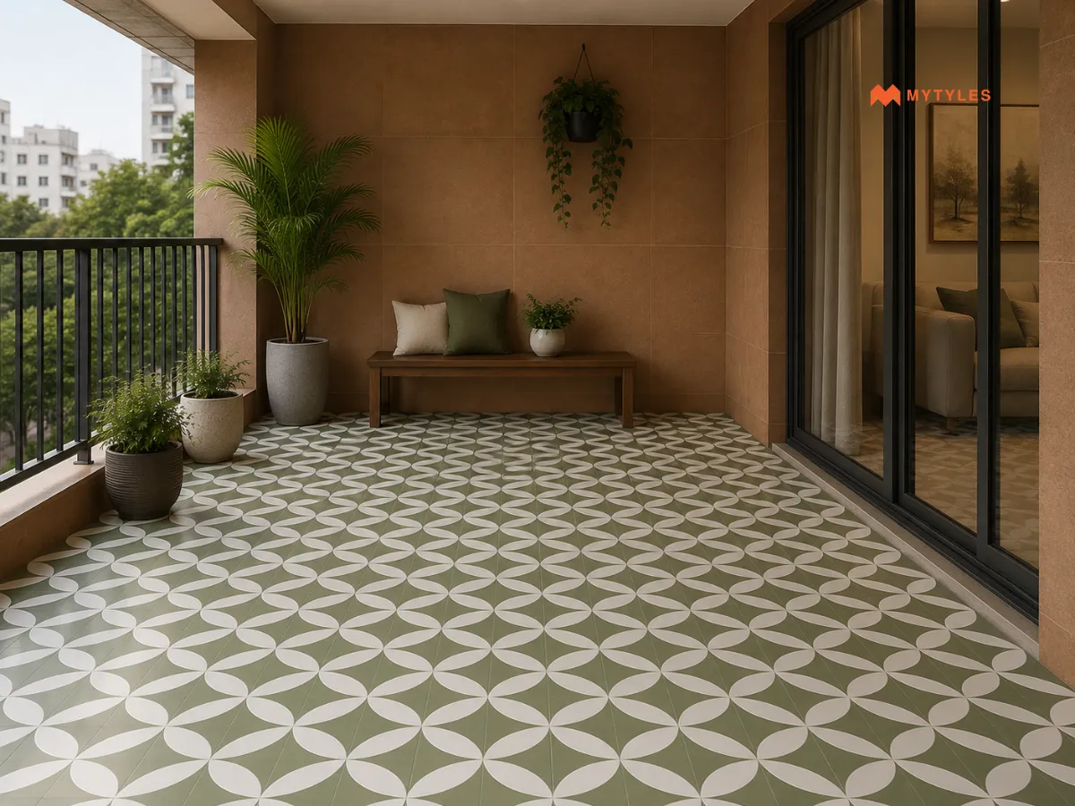 Moroccan Tiles With Plain Tiles for Balconies and Entrances